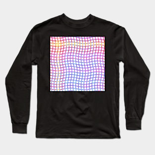 Wavy Plaid Rainbow on White Repeat 5748 Long Sleeve T-Shirt